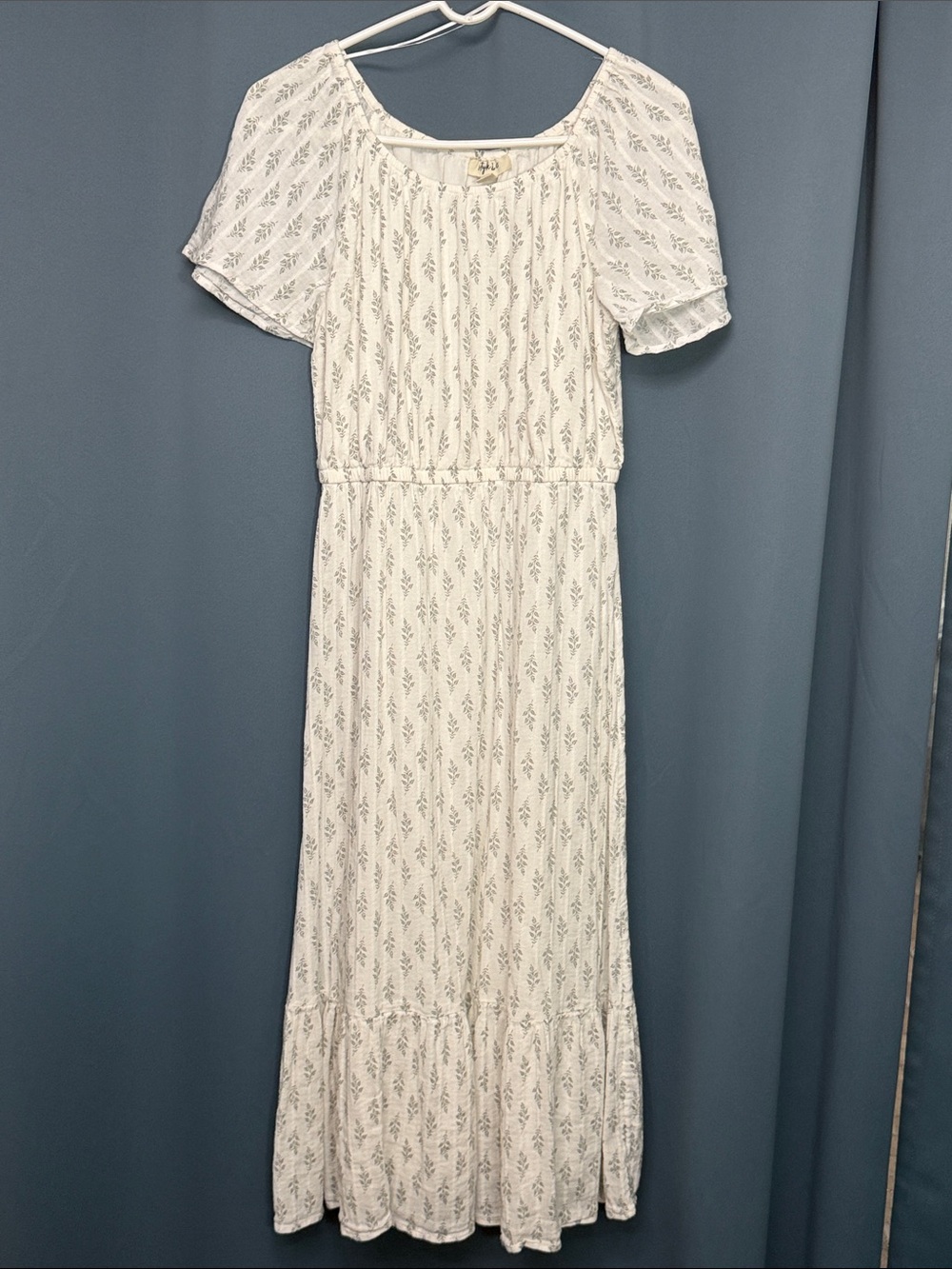Style & Co. White Floral Print Maxi Dress with Flutter Sleeves